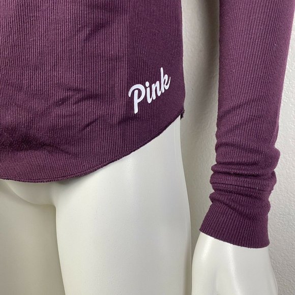 Victoria Secret Pink Women's Top Long Sleeve Ribbe - Picture 2 of 5